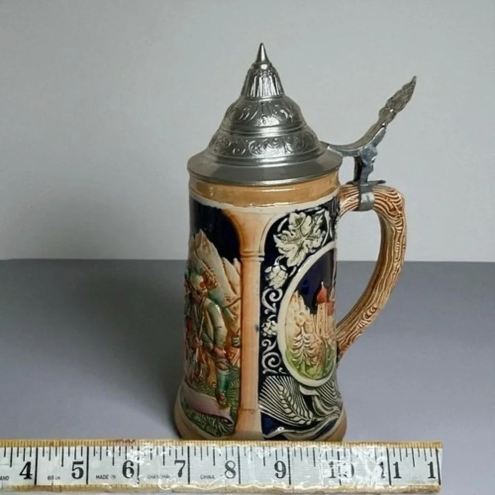 VTG Beer Stein With‎ Lid Made In Western Germany Hunter Date 9